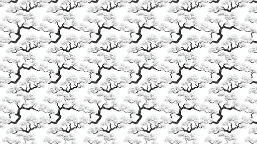 Papier peint arbre en noir et blanc Motif contemporain d’arbres stylisés