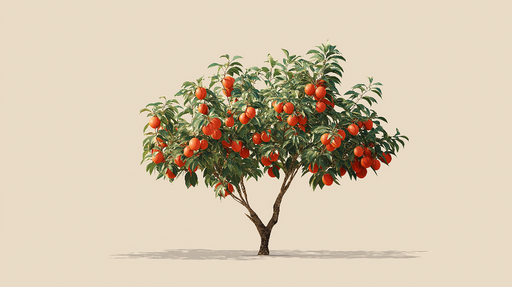 Papier peint arbre fruitier Un arbre à orange luxuriant sur fond neutre