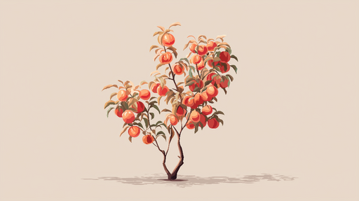 Papier peint arbre fruitier Un arbre aux fruits juteux délicatement stylisé