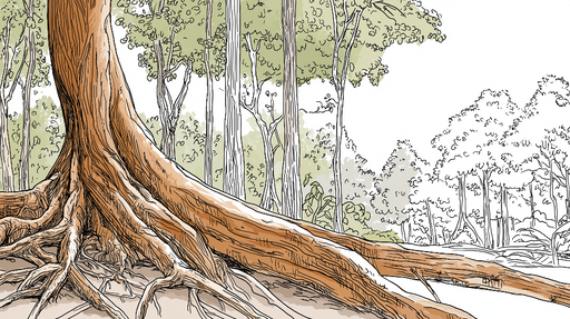 Papier peint arbre Grand arbre avec des racines solides dans une forêt