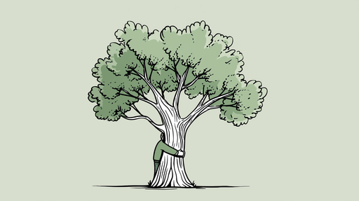 Papier peint arbre Illustration d'un arbre stylisé avec un personnage qui l'enlace