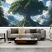 Papier peint arbre majestueux avec immense arbre sous ciel lumineux pour salon moderne.