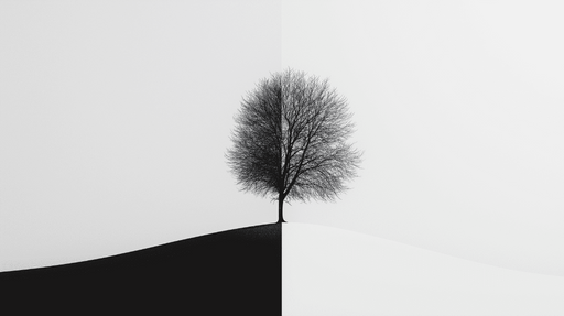 Papier peint arbre noir et blanc Entre deux saisons