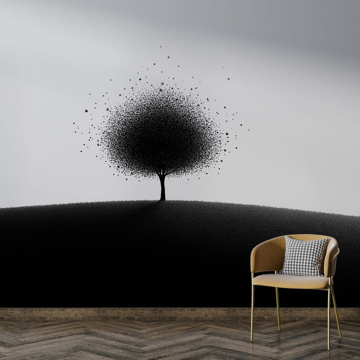 Papier peint arbre noir et blanc | Minimalisme