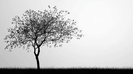 Papier peint arbre noir et blanc Seul dans son champ