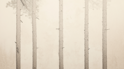 Papier peint arbre Silhouettes d'arbres dans une brume douce