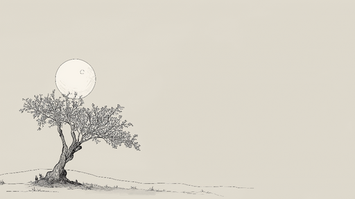 Papier peint arbre stylisé Un arbre élégant sous une pleine lune