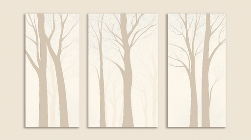 Papier peint arbres élégants Silhouettes de grands arbres dans des teintes neutres