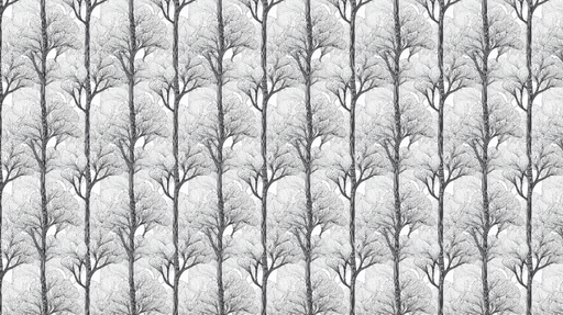 Papier peint arbres en lignes Motif élégant de feuillages délicats en noir et blanc