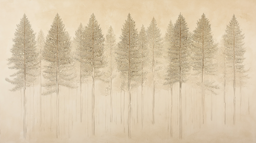 Papier peint arbres en silhouette Forêt délicate aux teintes douces