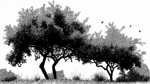 Papier peint arbres en silhouette Motifs d'arbres élégants en noir et blanc