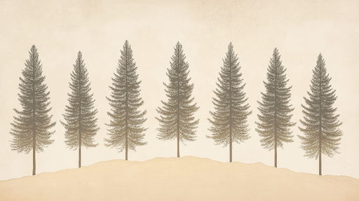 Papier peint arbres Silhouettes de conifères sur un fond doux