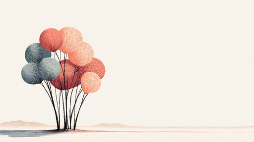 Papier peint arbres stylisés Bouquets de feuilles colorées sur fond clair