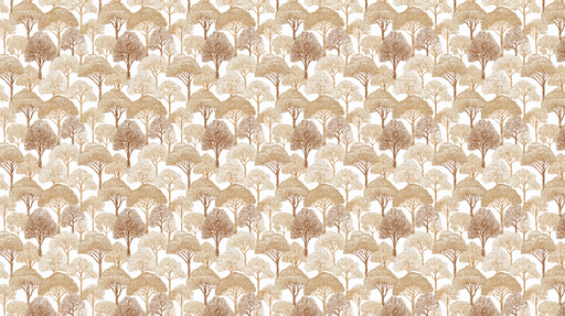 Papier peint arbres stylisés Motif de forêts en nuances de beige et marron