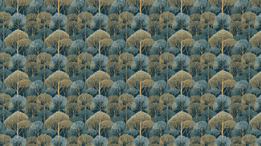 Papier peint arbres stylisés Un élégant motif de feuillage sur fond sombre