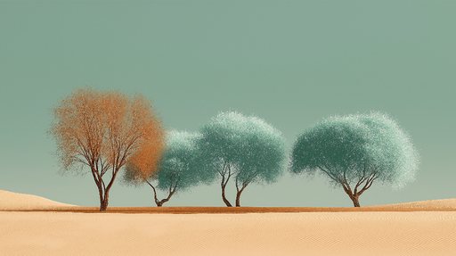 Papier peint arbres Un joli paysage désertique avec des arbres colorés