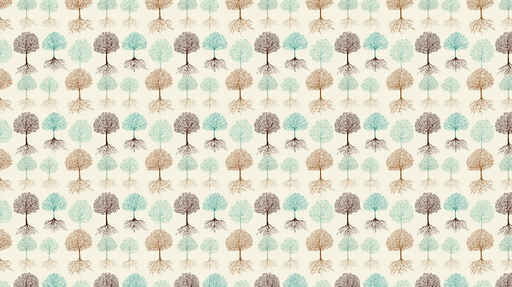 Papier peint arbres Un motif apaisant avec des arbres aux teintes douces et racines détaillées