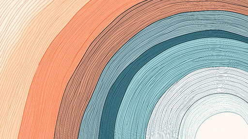 Papier peint arc-en-ciel abstrait Joli motif de lignes ondulées dans des nuances chaudes et fraîches