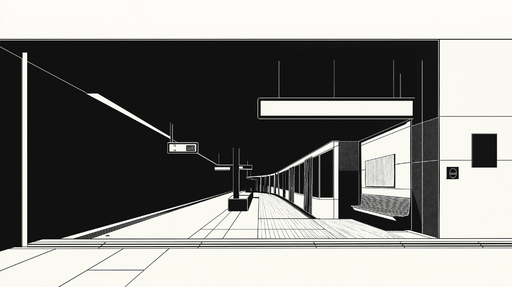 Papier peint architectural Vue stylisée d'une station de métro moderne