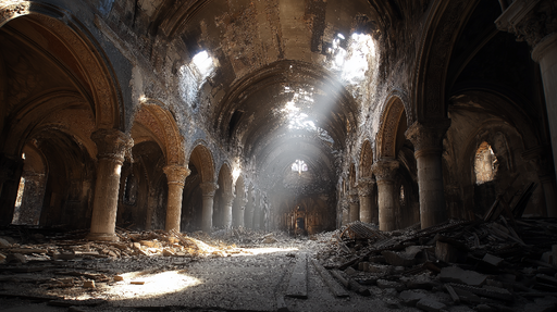 Papier peint architecture ancienne Atmosphère mystique d'un espace sacré en ruines