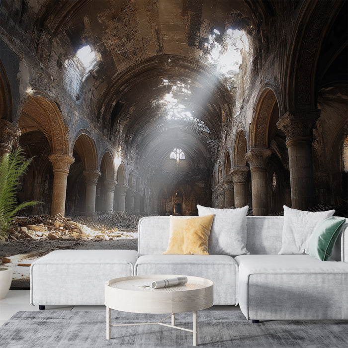 Papier peint architecture ancienne | Atmosphère mystique d'un espace sacré en ruines