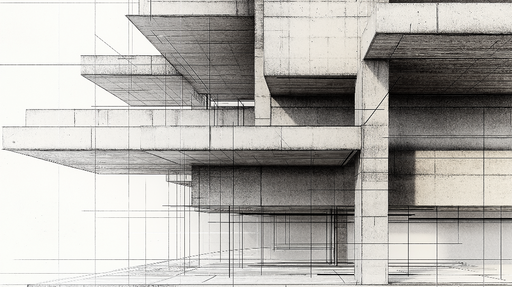 Papier peint architecture moderne Design en béton minimaliste et lignes graphiques