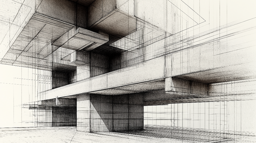 Papier peint architecture moderne Esquisse d'un bâtiment en béton