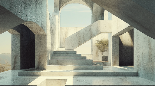 Papier peint architecture moderne Intérieur minimaliste avec escaliers et lumière naturelle