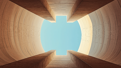 Papier peint architecture moderne Perspective sur une structure en bois