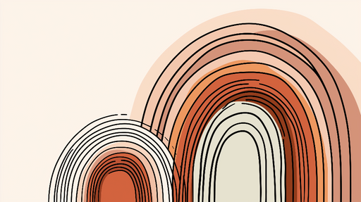 Papier peint arcs colorés Motif abstrait de rayures aux tons chauds et doux