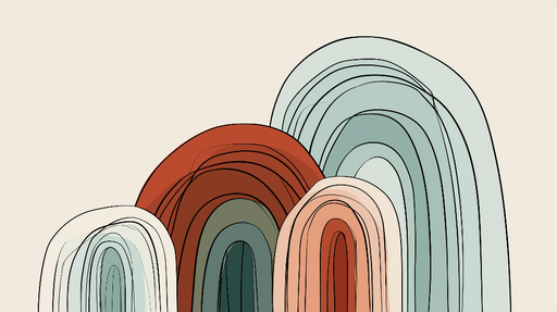 Papier peint arcs colorés Motif abstrait de superpositions géométriques