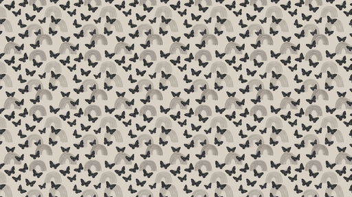 Papier peint arcs-en-ciel et papillons Papillons noirs sur fond crème avec des arcs-en-ciel