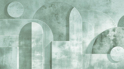 Papier peint art deco formes geometriques imitation pierre vert