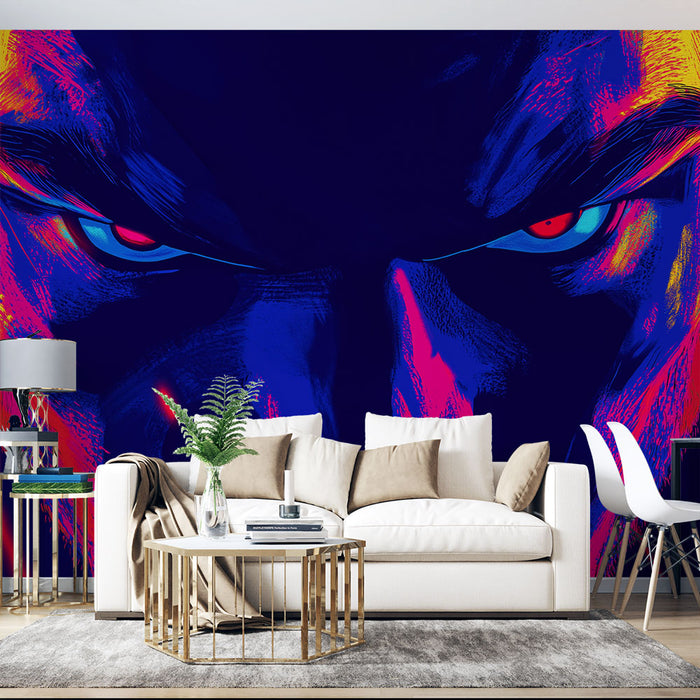 Papier peint artistique | Portrait  aux couleurs éclatantes
