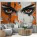 Papier peint artistique visage expressif avec éclats de couleurs vibrantes pour salon moderne.