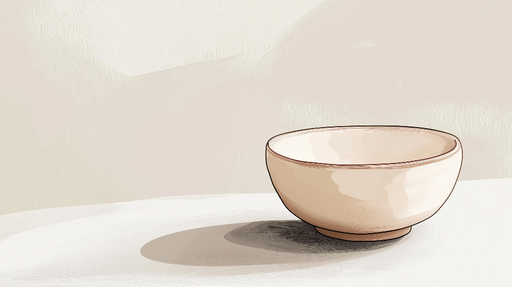 Papier peint asiatique Dessin de bol Dingyao beige