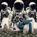 Papier peint cosmique avec astronautes stylisés pour décoration murale moderne