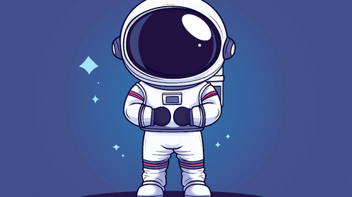 Papier peint astronaute cartoonesque Un astronaute mignon sur un fond étoilé