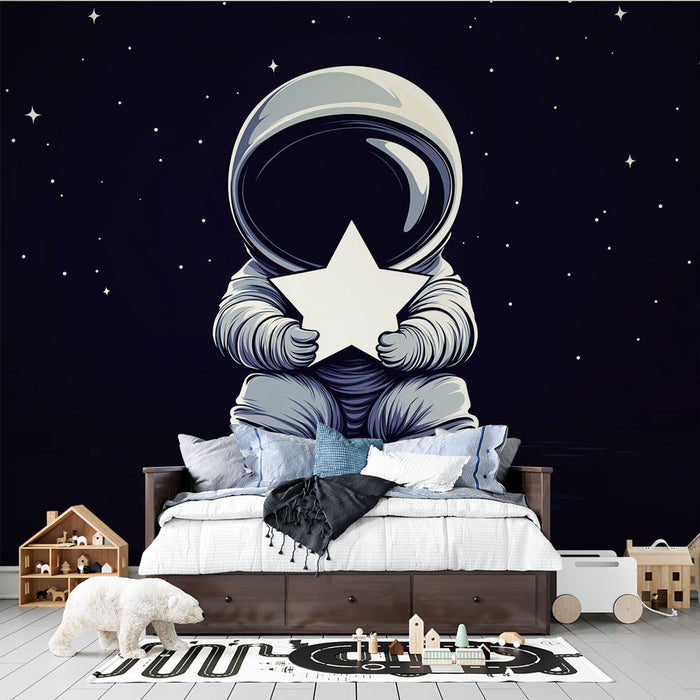 Papier peint astronaute avec étoile pour chambre d'enfant, design spatial et moderne