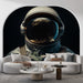 Papier peint espace avec astronaute et vue de la Terre pour salon moderne