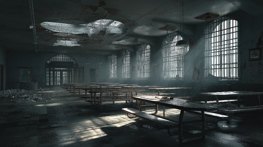 Papier peint atmosphère urbaine Salle abandonnée avec lumière tamisée