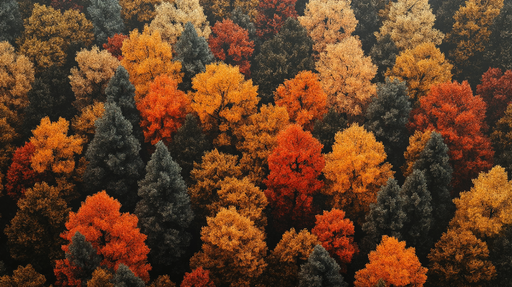 Papier peint automnal Feuilles d'arbres aux couleurs vives et chaudes