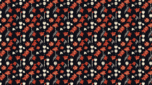 Papier peint automnal Motif de feuilles d'érable rouge et lanternes sur fond noir