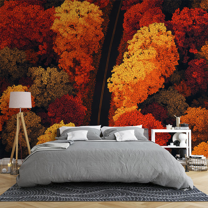 Papier peint automne | Arbres aux couleurs chaudes de l'automne
