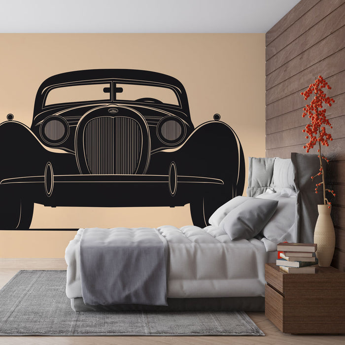 Papier peint automobile vintage | Design graphique rétro d'une voiture classique