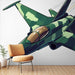 Papier peint avion de chasse camouflage avec motifs stylisés pour chambre d'enfant aventurier