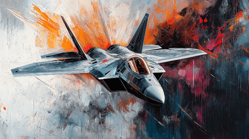 Papier peint avion de chasse Illustration dynamique d'un avion de chasse sur fond explosif
