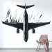 Papier peint avion noir et blanc avec illustration minimaliste pour décoration murale moderne