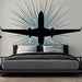 Papier peint moderne avec silhouette d'avion et rayons dynamiques pour chambre adulte ou salon contemporain.