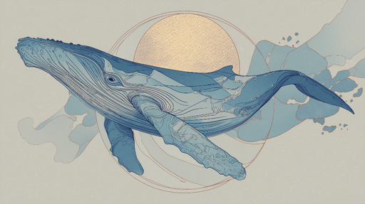 Papier peint baleine Illustration artistique de baleine bleue avec un fond apaisant